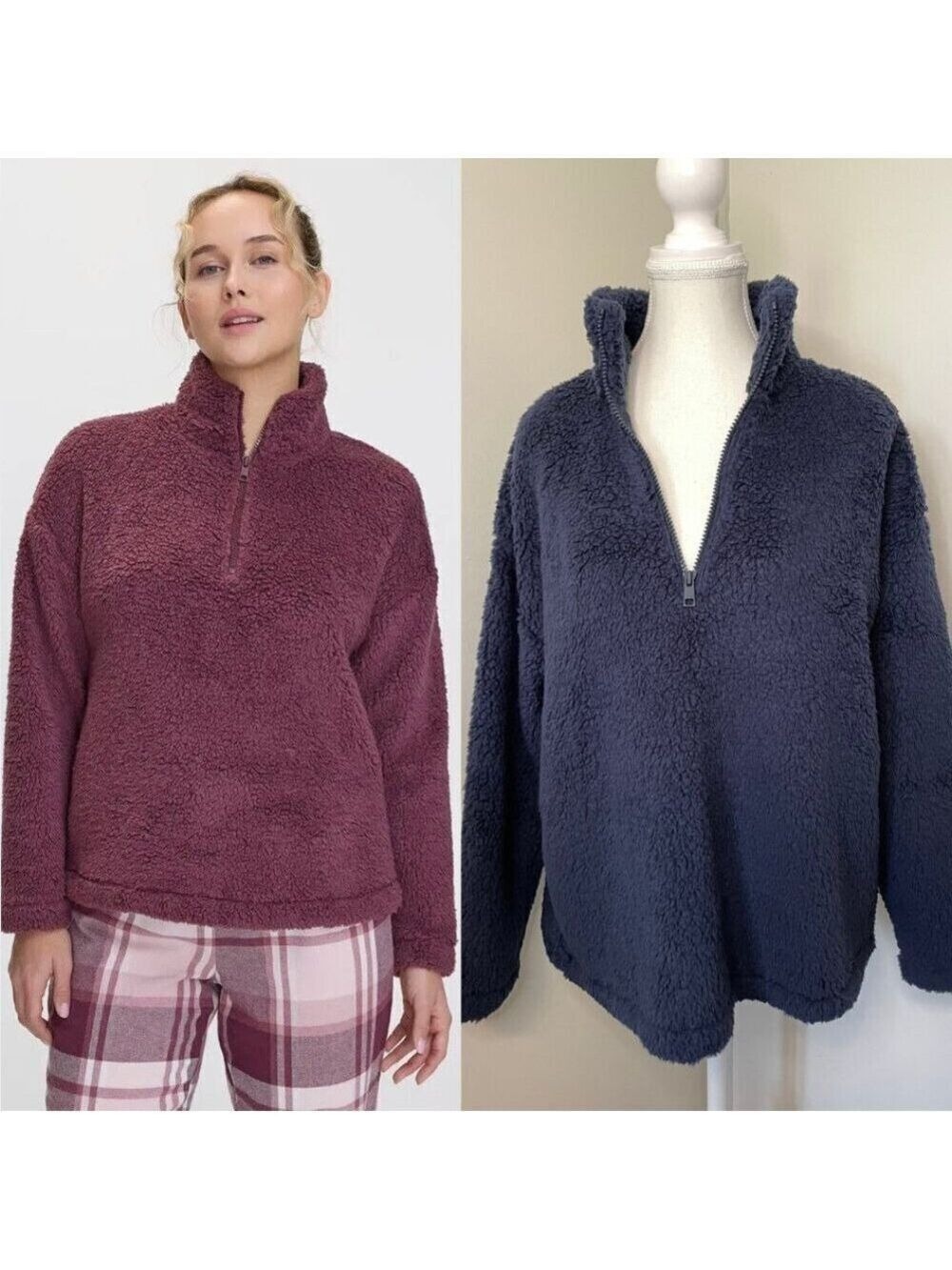 NWT Reitmans Mock Neck 1/4 Zip Sherpa Sweater M
